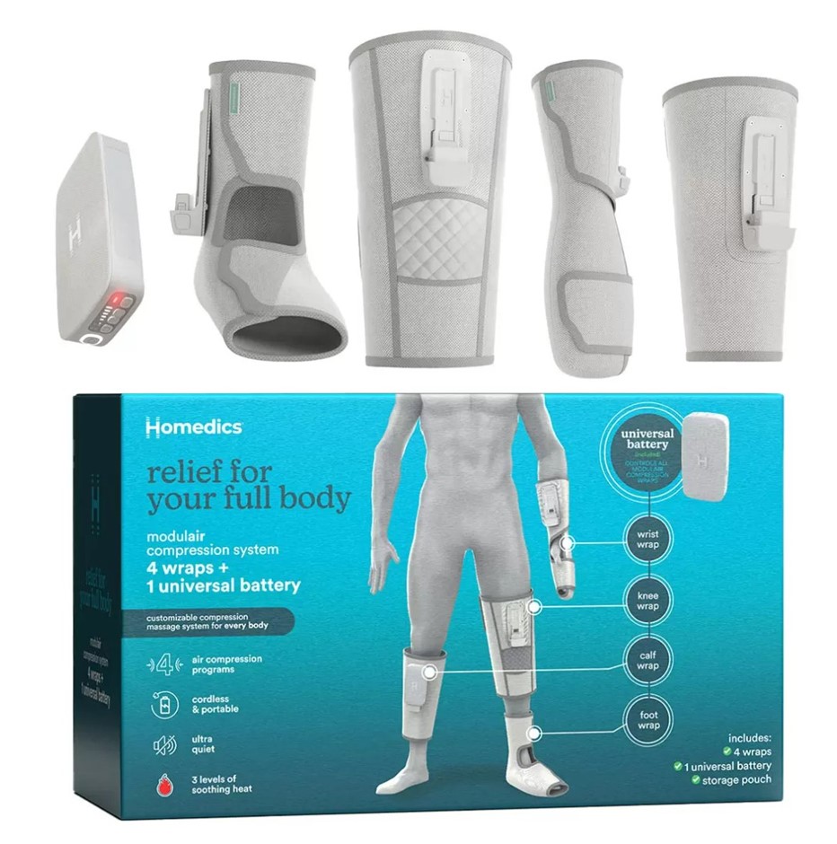 2 x HOMEDICS Modulair Compression Massage Bundle, 4 Wraps + 1 Universal Con