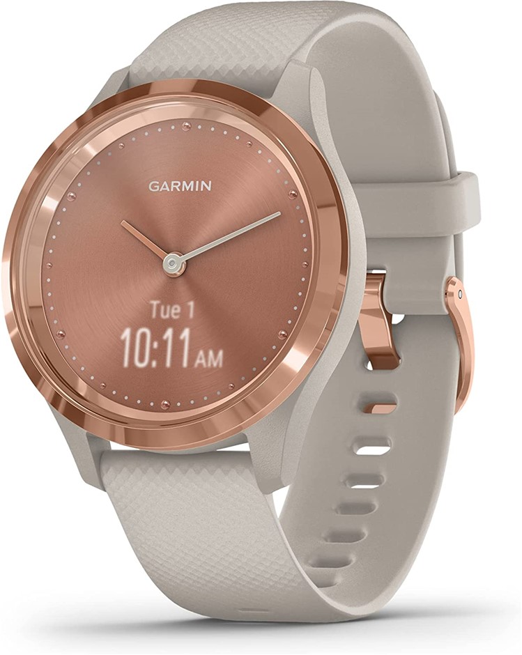 GARMIN Vivomove 3S Hybrid Smartwatch, Rose Gold Bezel with Light Sand Silic