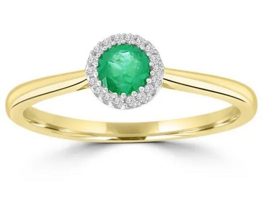 9K Yellow GOLD 0.05CT HI I1 DIAMOND EMERALD RING