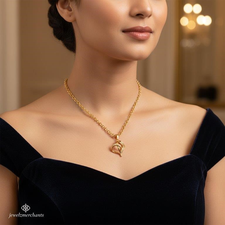 22K/Italy Solid Gold Filled Set Chain & Heart Pendant -(stamped 22K/Italy)