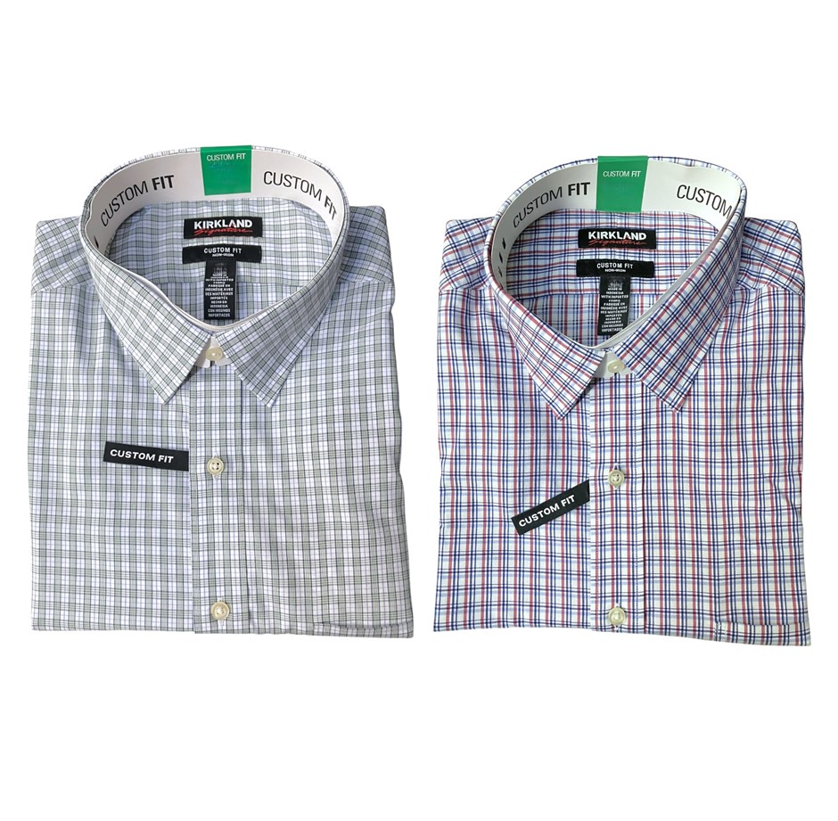 2 x SIGNATURE Men's Custom Fit Non-Iron Shirts, Size 43-86/89, SageGreen/Wh