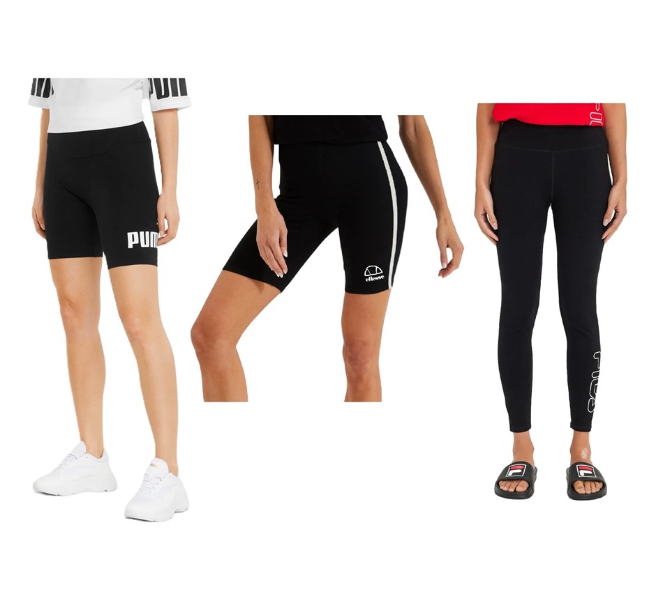 3 x Women's Active Bottoms, Size M (UK10), Incl: PUMA, ELLESSE & FILA, Blac