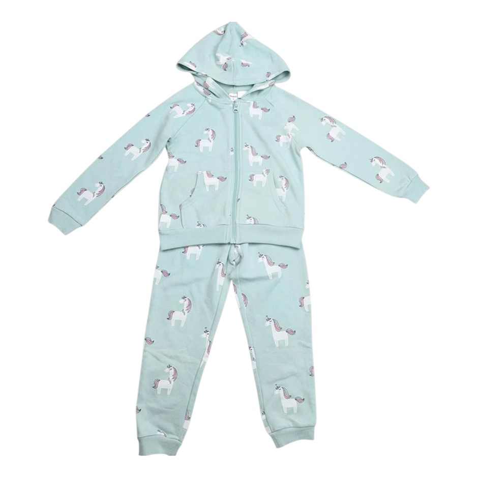 PEKKLE Girl's 2pc Track Set, Size 7, Unicorn. Buyers Note - Discount Freig