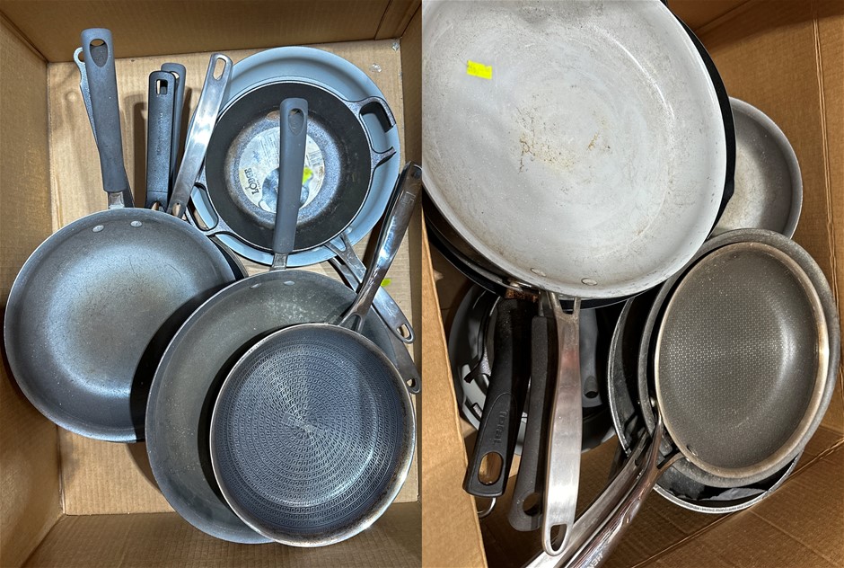 16 x TRAMONTINA, GREENPAN, LODGE, Kitchenaid Cooking Pans, Wok. NB: Well-us