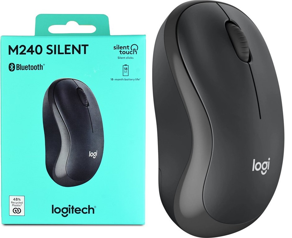 LOGITECH M240 Silent Bluetooth Mouse, Wireless, Compact, Portable, Smooth T