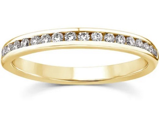 9K YELLOW GOLD 0.25ct F VS LAB DIAMOND CHANNEL SET BAND