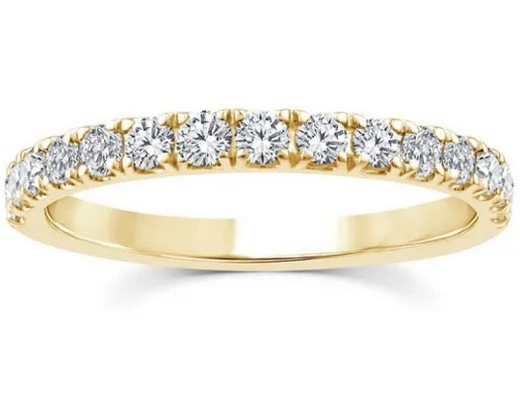 9K YELLOW GOLD 0.50ct F VS LAB DIAMOND CLAW SET BAND