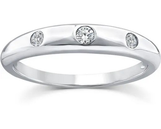 9K WHITE GOLD 0.10ct F VS LAB DIAMOND 3 STONE RING