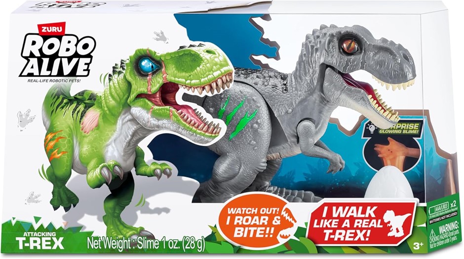 ROBO ALIVE Attacking T-Rex Battery-Powered Robotic Dinosaur Toy by Zuru, Gr