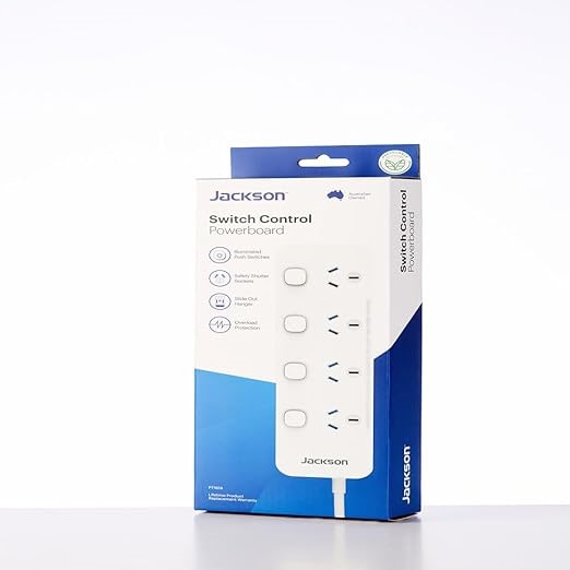JACKSON Switch Control Powerboard, 4 outlets, white.
