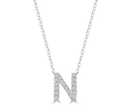 9K WHITE GOLD 'N' 0.09 HI I1 DIAMOND NECKLACE 40+5cm