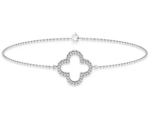 9K WHITE GOLD 0.10ct HI I1 DIAMOND BraceletET 18.5cm