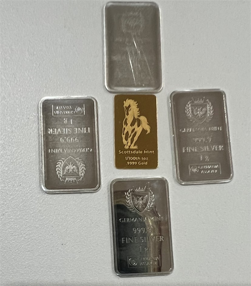 1/100 Scottdale gold bar & 1 Gram Germania Mint Silver Bar