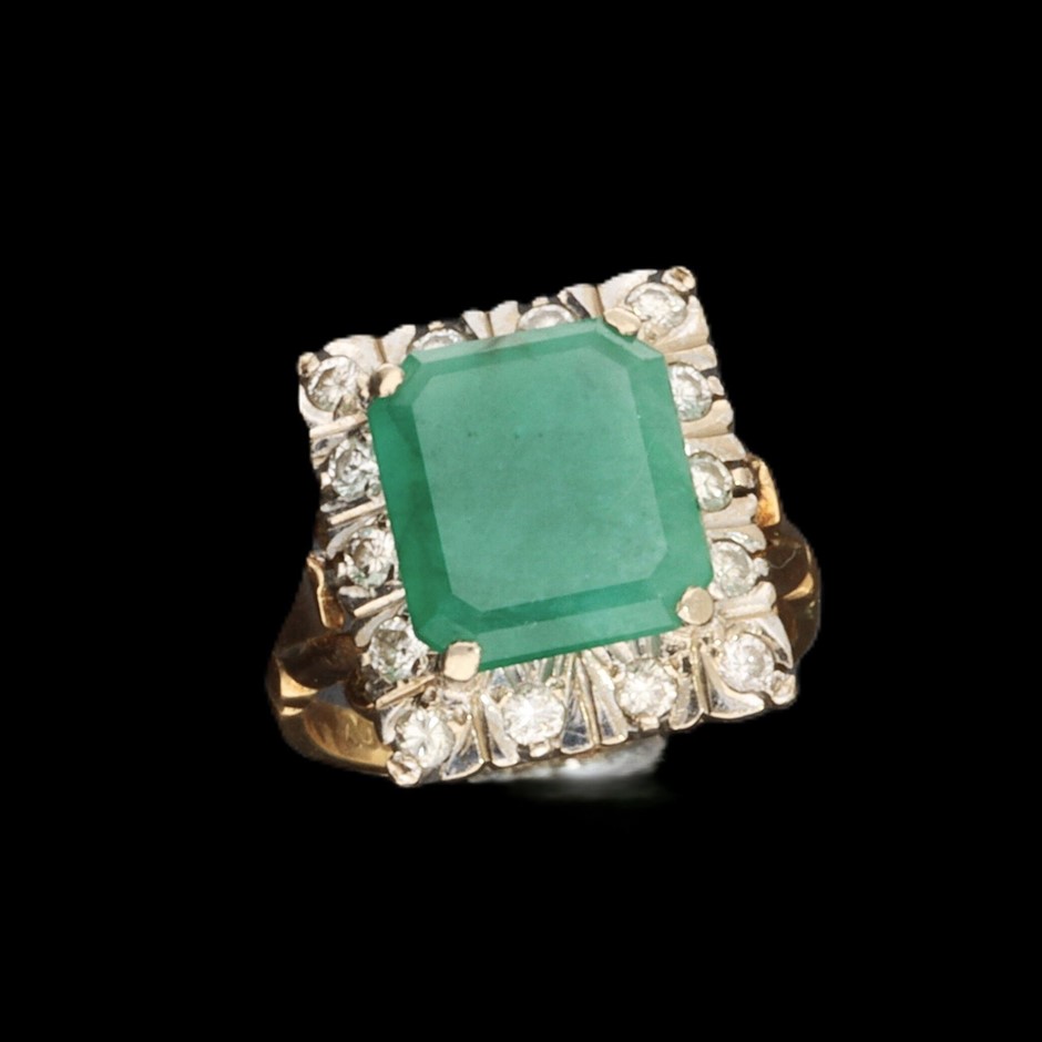 4.22tcw Vintage Emerald Gold Ring