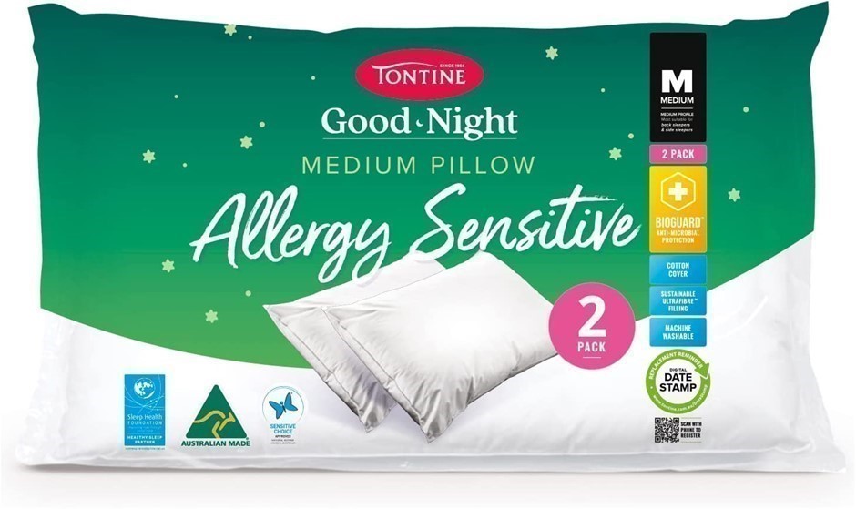 TONTINE Goodnight Allergy Sensitive Medium Pillow (Pack of 2).