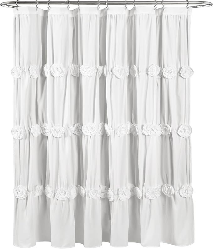 LUSH DECOR Darla Shower Curtain, 72 by 72-Inch, White.