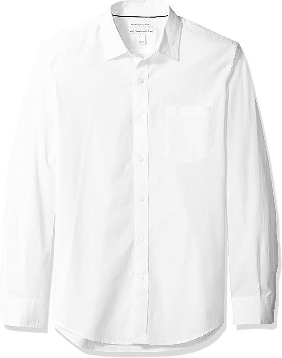 Amazon Essentials Men's Slim-Fit Long-Sleeve Poplin Shirt, White, X-Large
