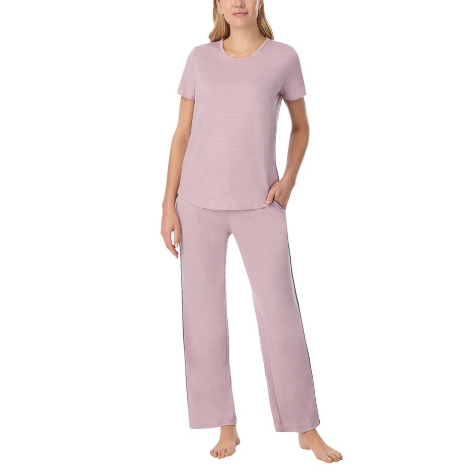 MIDNIGHT Carole Hochman Women's 2pc Pyjama Set, Size L, Mauve Tan.
