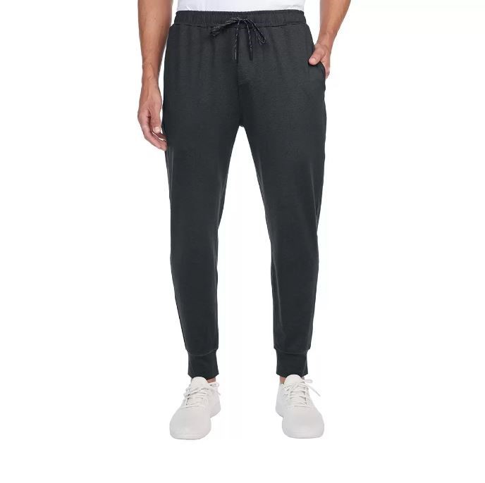 SIGNATURE Men's Active Jogger, Size M, 88% Polyester, Black Heather.