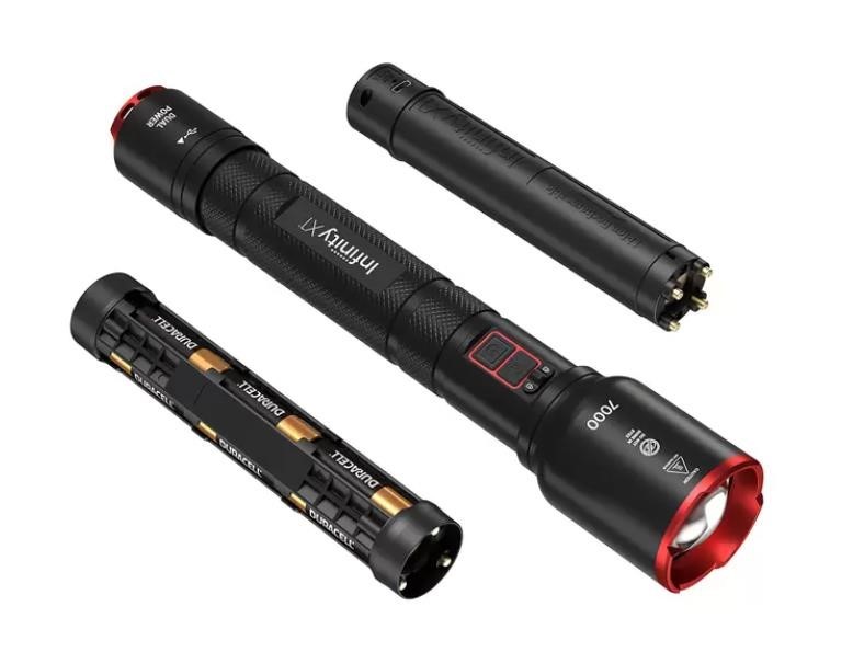 INFINITY X1 7000 Lumen Dual Power Rechargeable Flashlight. NB: Display prod