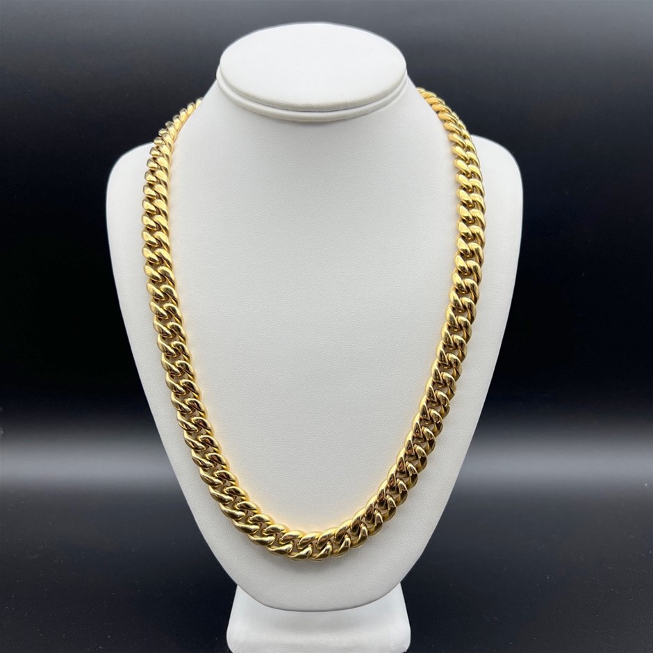 Iced Clasp 18K Gold-Filled Cuban Chain Necklace, 12MM Wide - 60.9cm