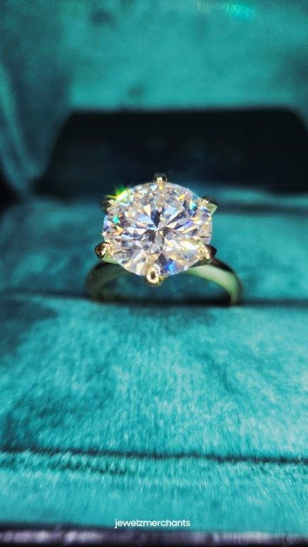 5.0ct GRA  Moissanite white  18k Solid Yellow Gold Vermeil Ring  -9US