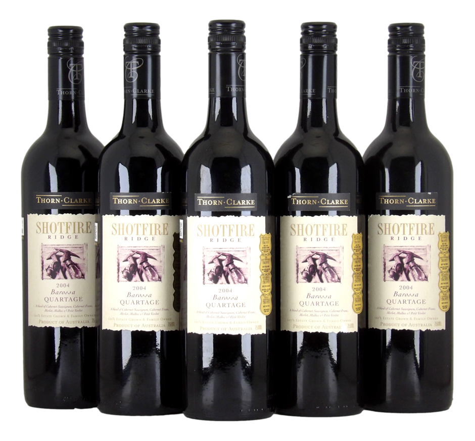Thorn Clarke Shotfire Ridge Quartage 2004 (5x 750mL), SA.