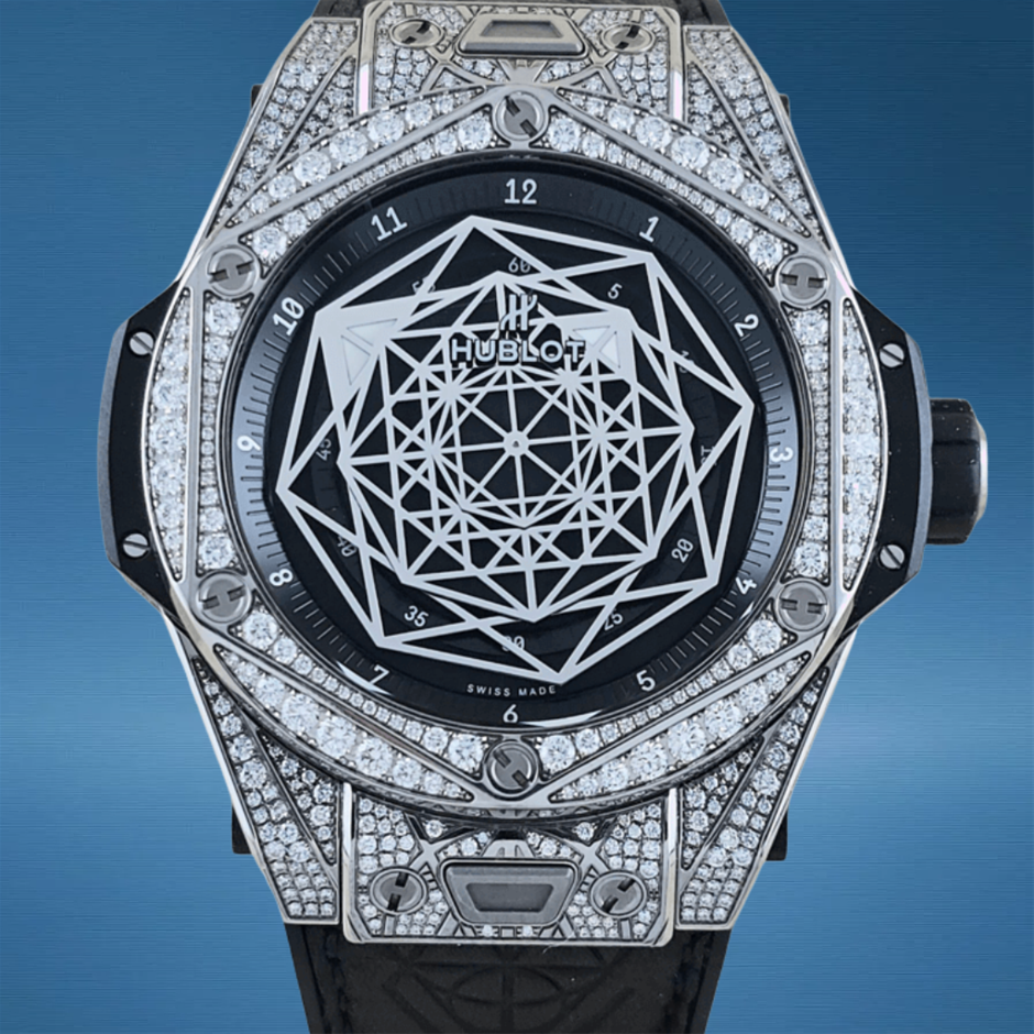 Hublot 471.NX.7112.RX Big Bang Unico Titanium Pavé Sang Bleu 45mm 2021 BxP