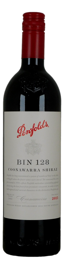 Penfolds `Bin 128` Shiraz 2015 (1 x 750mL), Coonawarra, SA. Screwcap