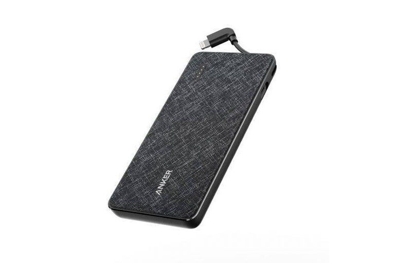 ANKER POWER BANK 10000 WITH LIGHTNING CABLE - BLACK FABRIC.  Buyers Note -