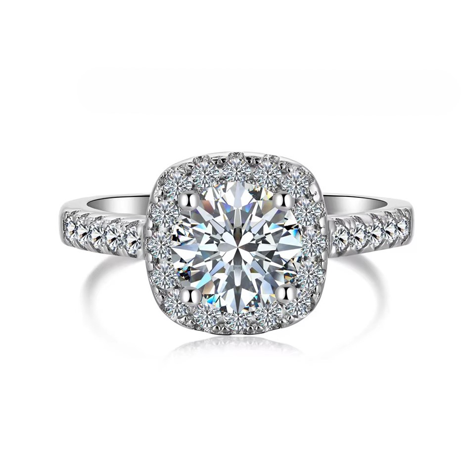 1.59ct Round Cut GRA Certified Moissanite 925 Sterling Silver Ring - Size 8