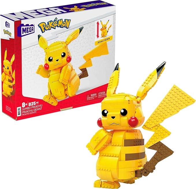 MEGA Pokémon Building Toys Set Jumbo Pikachu with 806 Pieces, Articulated a