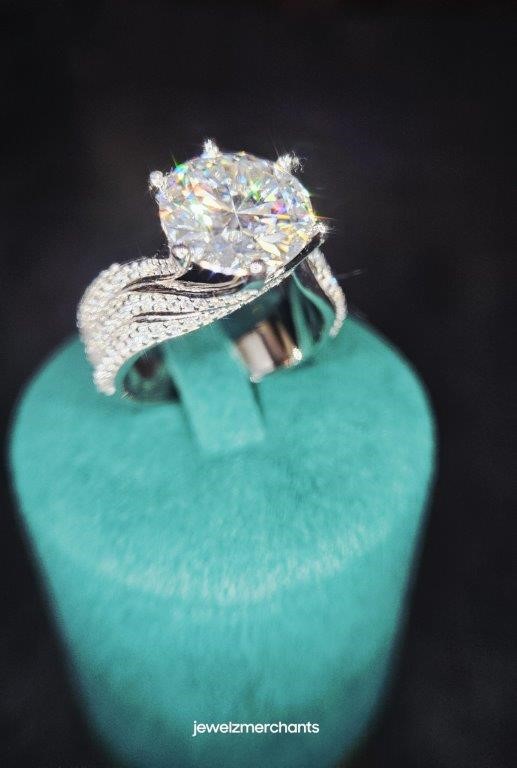 5.0ct GRA Moissanite White 18k Solid White Gold Vermeil Ring -8US