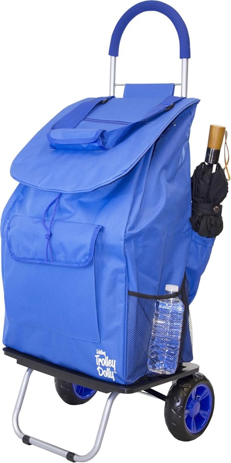 DBEST PRODUCTS Shopping Grocery Foldable Cart, Polyester, Blue.