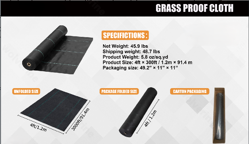 2025 Unused 4ft X 300ft Grass Proof Cloth