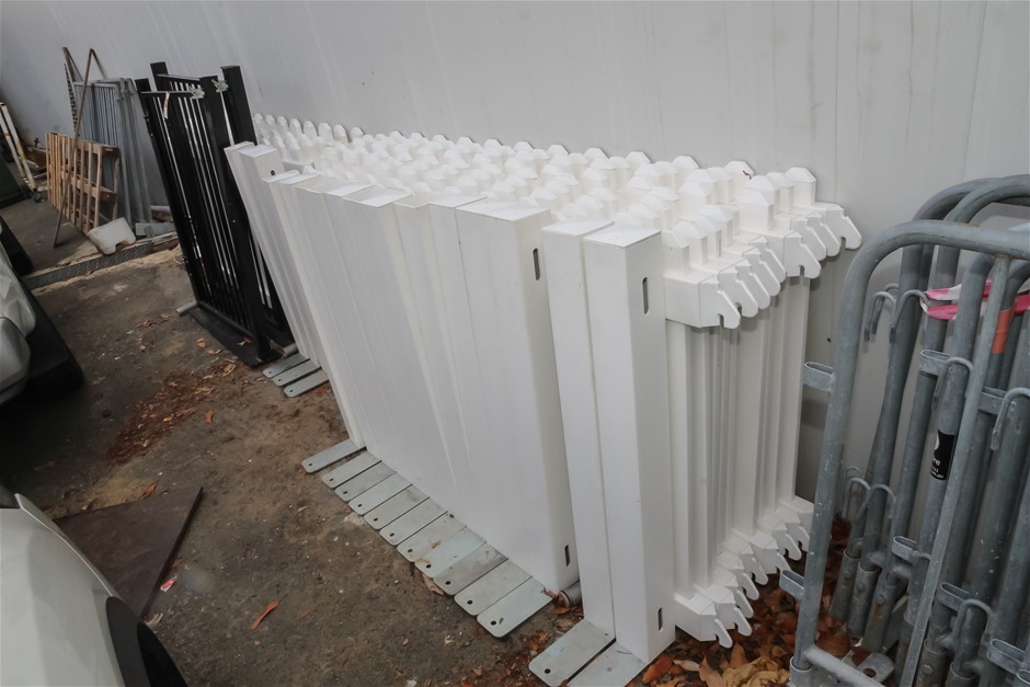 Temporary White Picket Fencing with Metal Gates