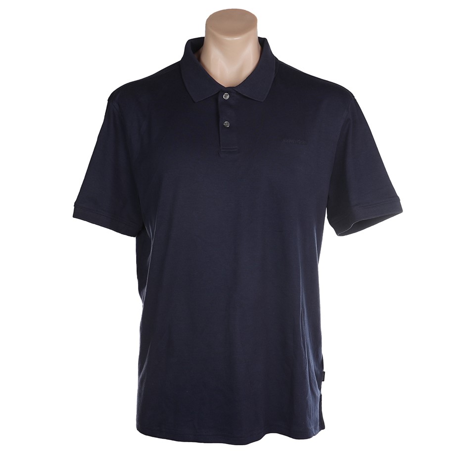 CALVIN KLEIN Men's Liquid Touch Polo, Size L, 100% Cotton, Navy Blazer (412