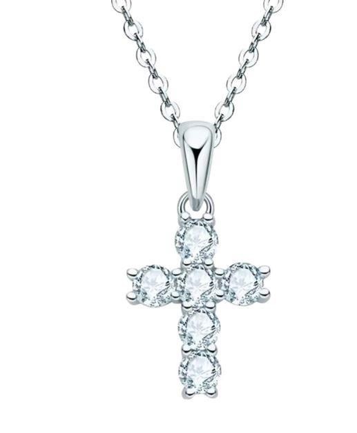 GRA Moissanite white Brilliant Cut 925 Sterling Silver Cross Pendant-VVS1