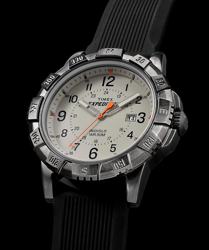 TIMEX Men's Expedition Ridge Silicon Strap Watch, Black, 45 mm