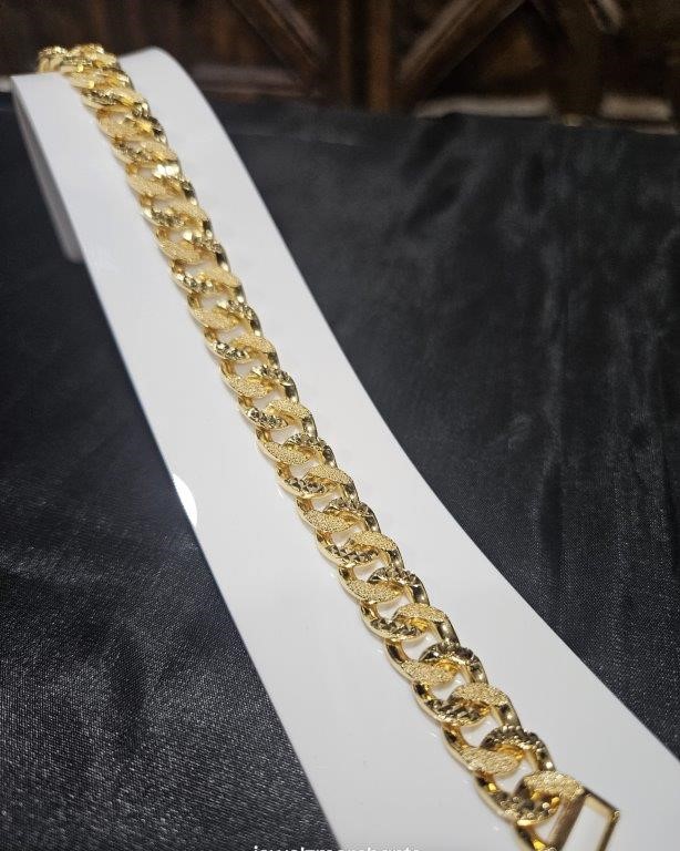 22KGF/Italy Stamped Solid Heavy Yellow Gold Filled Bracelet -18.5CM