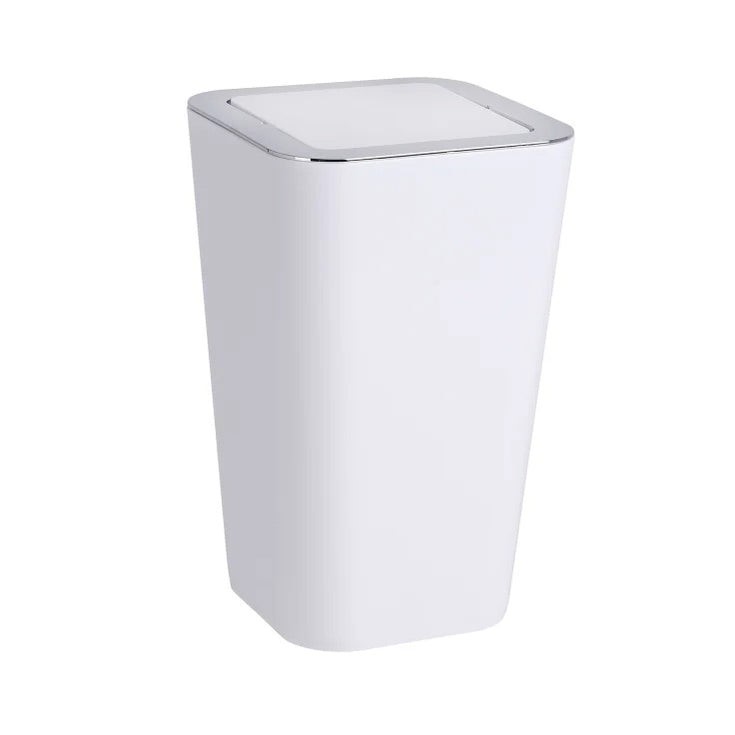 WENKO Swing Cover Bin Candy White, 18 x 28.5 x 18 cm, 6L Capacity