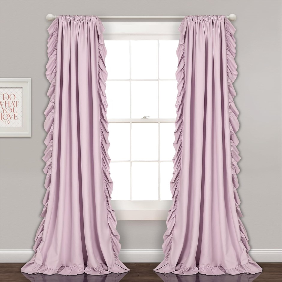 LUSH DECOR Reyna Ruffle Window Curtain Panel Set For Living, Dining, Bedroo
