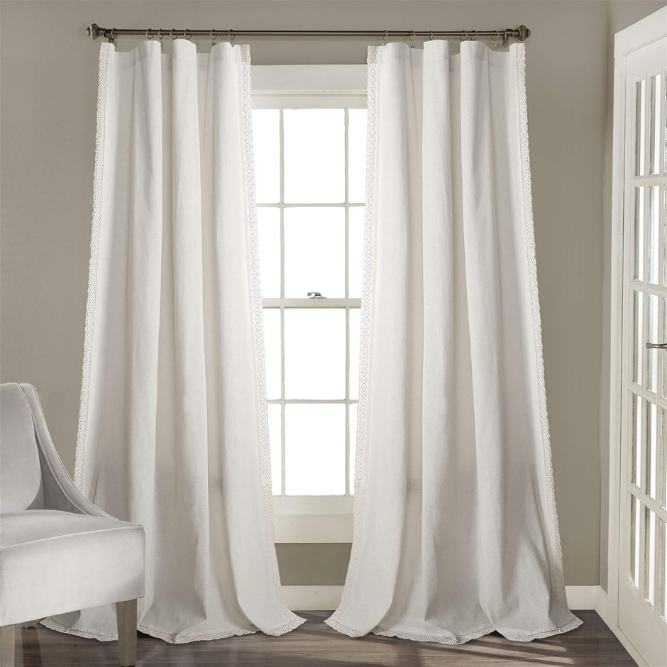 LUSH DECOR Rosalie Light Filtering Window Curtain Panel Set- Pair- Vintage