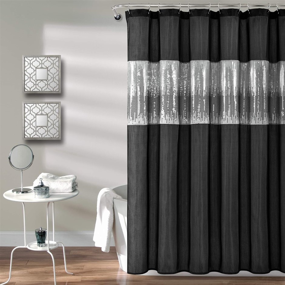 2 x LUSH DECOR Night Sky Shower Curtain, 72" x 72", Black
