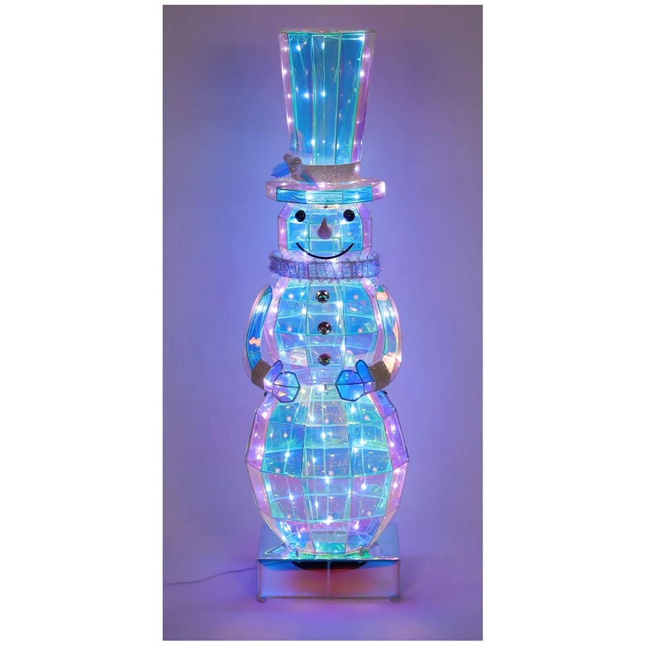 SIGNATURE Prismatic Snowman w/ With Built-In LED Lights, 91.4cm. NB: Used.