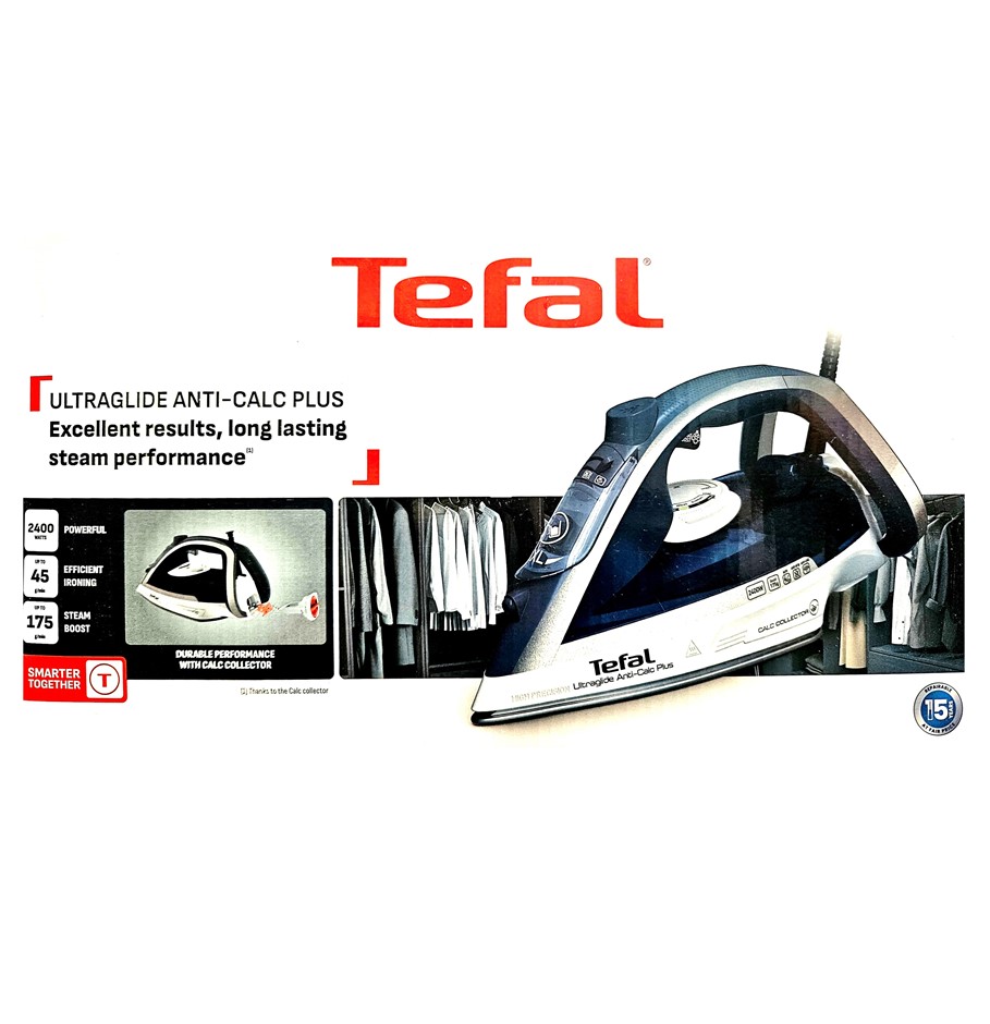TEFAL Ultra Glide Anti-Calc Plus Iron, Model: FV5878Z0.