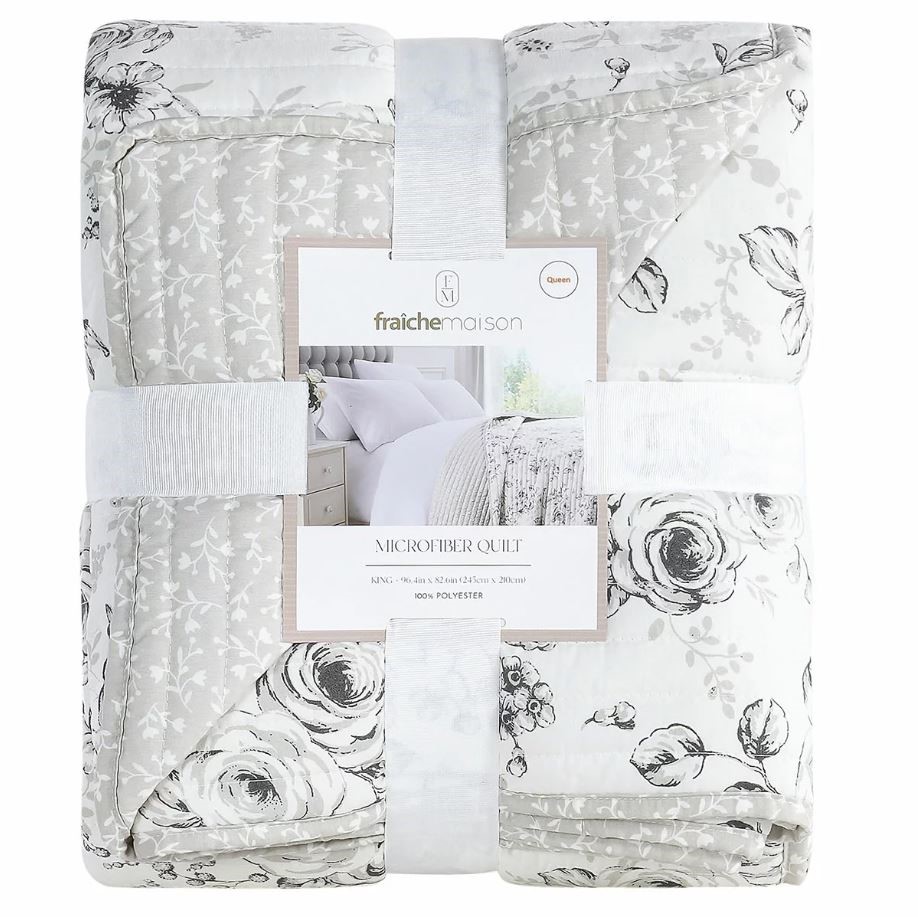 FRAICHE MAISON Microfiber Quilt, Queen, Romantic Floral. N.B: Not in origin