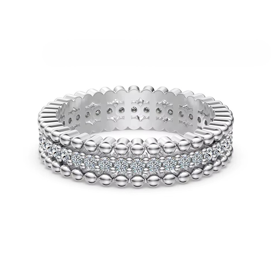 0.525ct GRA Certified Moissanite 925 Sterling Silver Band Ring - Size 5