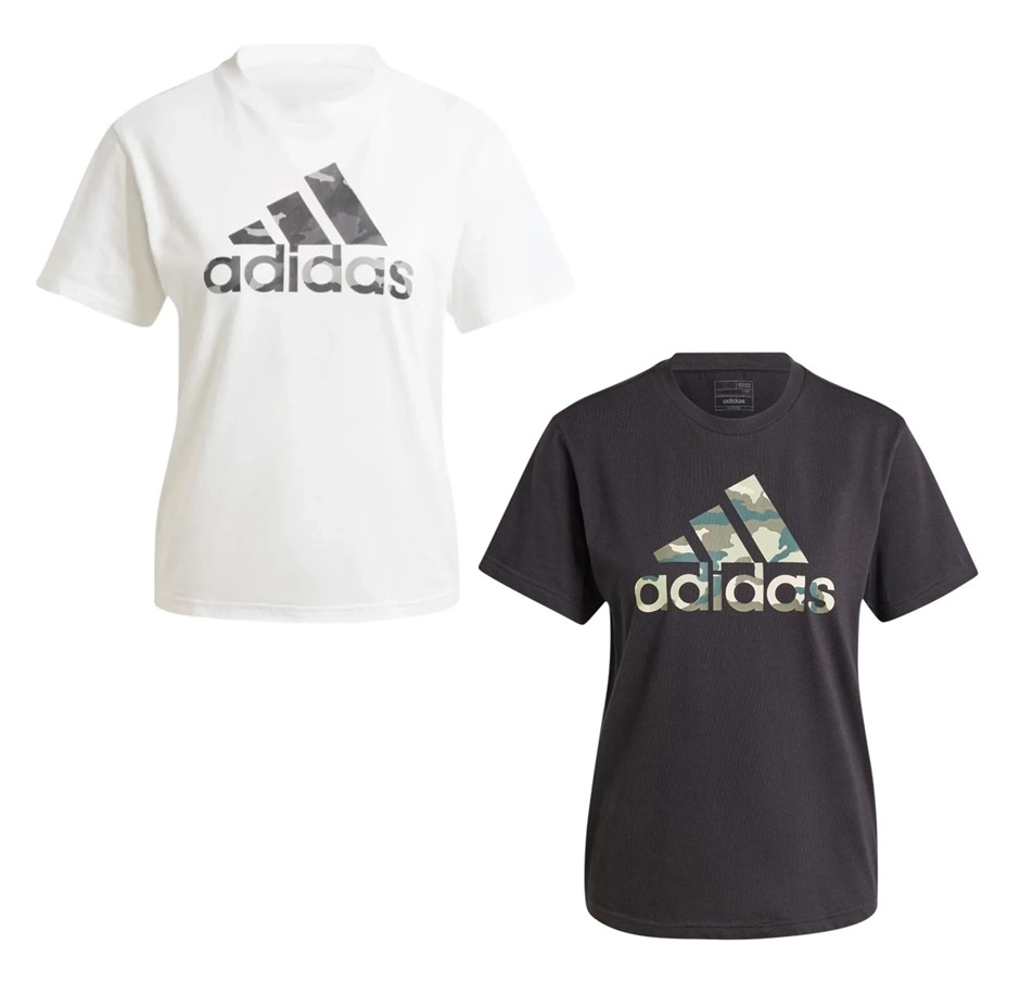 2 x ADIDAS Women's Camo Tees, Size AU M, 100% Cotton, Black & White, IW5173