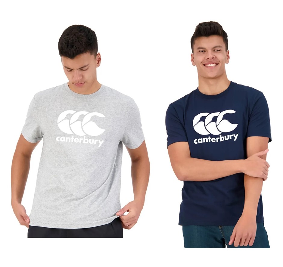 2 x CANTERBURY Men's CCC Anchor Tees, Size 2XL, ClassicMarl/White & Navy/Wh